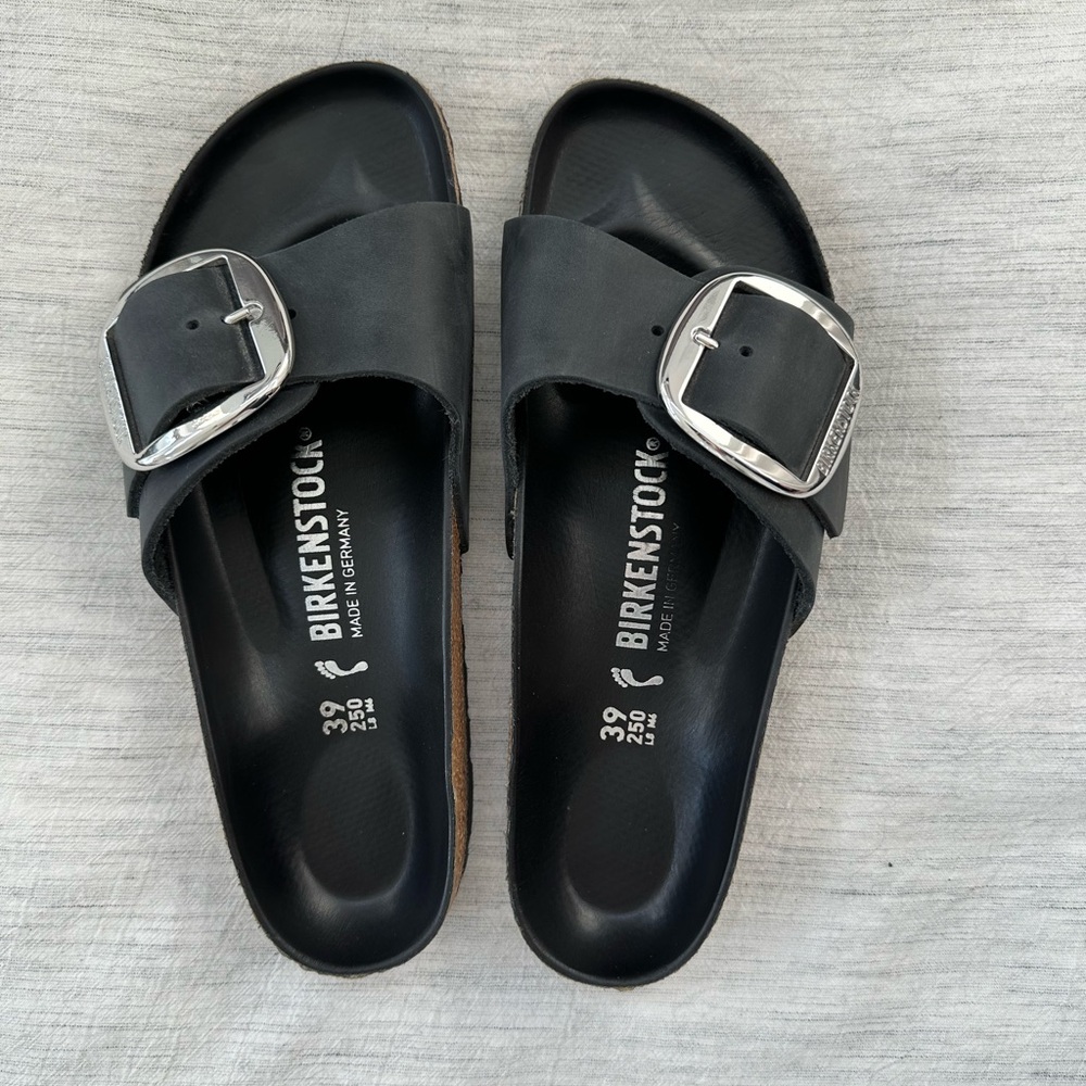 Birkenstock Madrid Black with Big Buckle